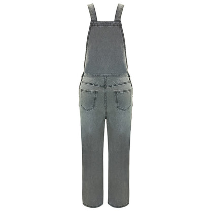 Women's Printed Ripped Loose Straight-Leg High-Waist Denim Pants