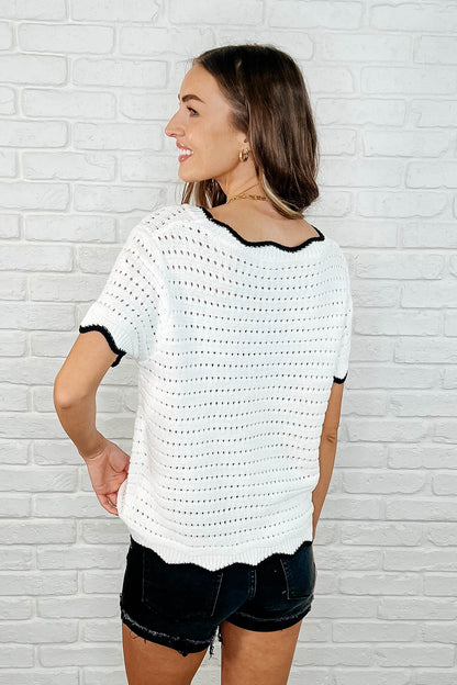 Pinkies Up Knit Top in White