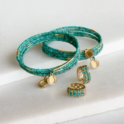 Prism - Turquoise Pave Horseshoe Earring