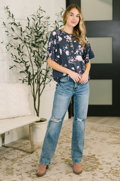 Really Simple Floral Henley Top