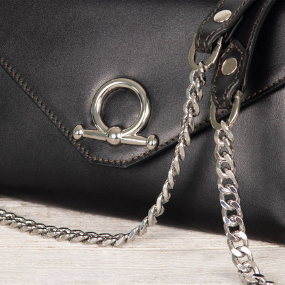 Del Mar - Horse Bit Crossbody Luxury Leather Handbag in Black