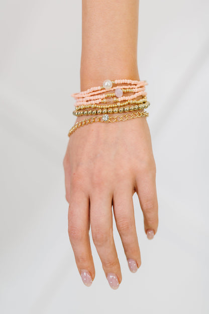 Rose & Radiance Bracelet Set in Pink and Gold