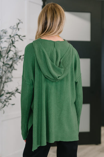 Running Late Hooded Long Sleeve in Dark Green