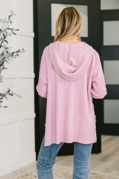 Running Late Hooded Long Sleeve in Mauve