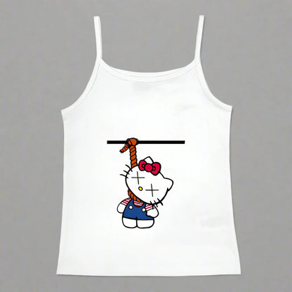 Y2K Hello Kitty Crop Top – Emo Girls Vintage Punk Tank