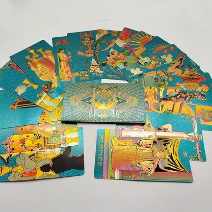 New Gold Tarot Cards Beautiful Waterproof Deck Mystery Board Game Colorful Divination Oracle With Gift Box