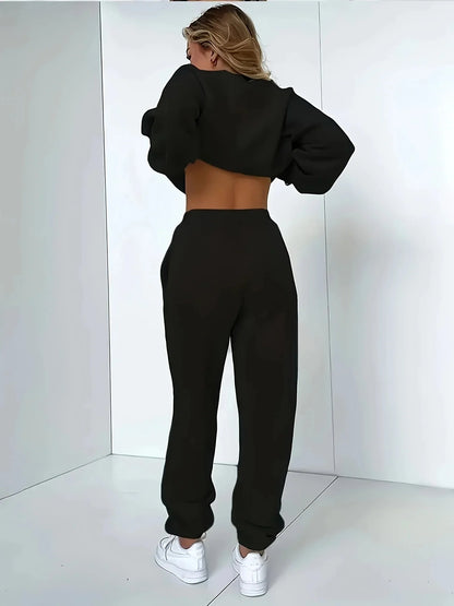 Women’s Plush Hoodie & Pants Sweater Set – Cozy Winter Tracksuit