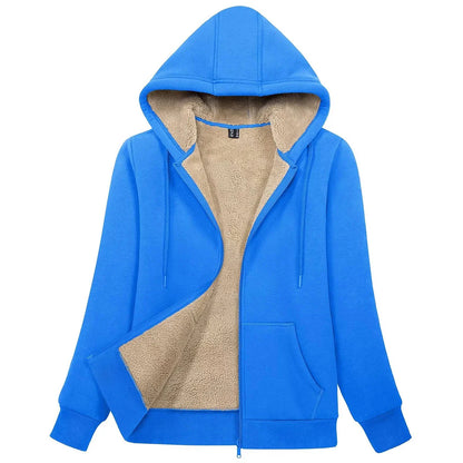 Sherpa-Lined Fleece Zip-Up Hoodie Jacket Women