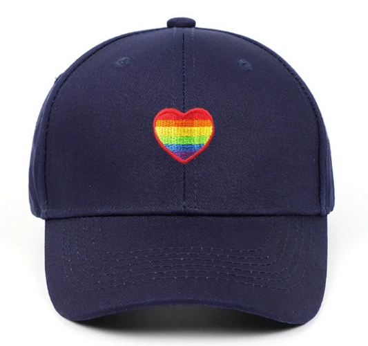🌈 Pride Heart Embroidered Baseball Cap – Unisex Adjustable Hat (Lots of Color Choices!)