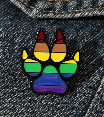 LGBTQ+ Pride Rainbow Paw Print Enamel Pin – 1” Pet Lover Lapel Pin - Pride Accessory Gift