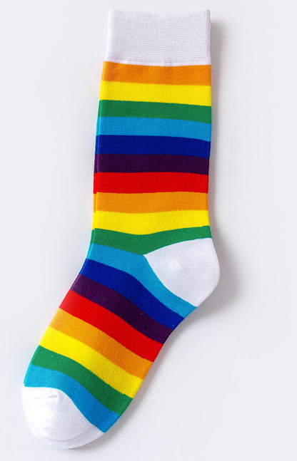 LGBTQ+ Pride Rainbow Crew Socks – For Every Identity | One Size Fits Most | Black or White | Pride Gift Socks