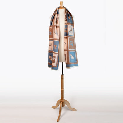 Hunt Club -  Equestrian Motif Luxe Shawl