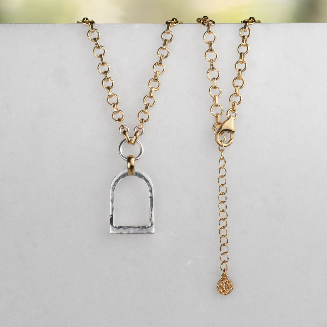 Denby - Two Tone Equestrian Riding Stirrup Necklace