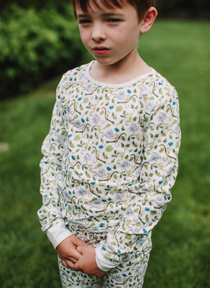 Children's Two Piece Organic Pajamas - Happy Monkey
