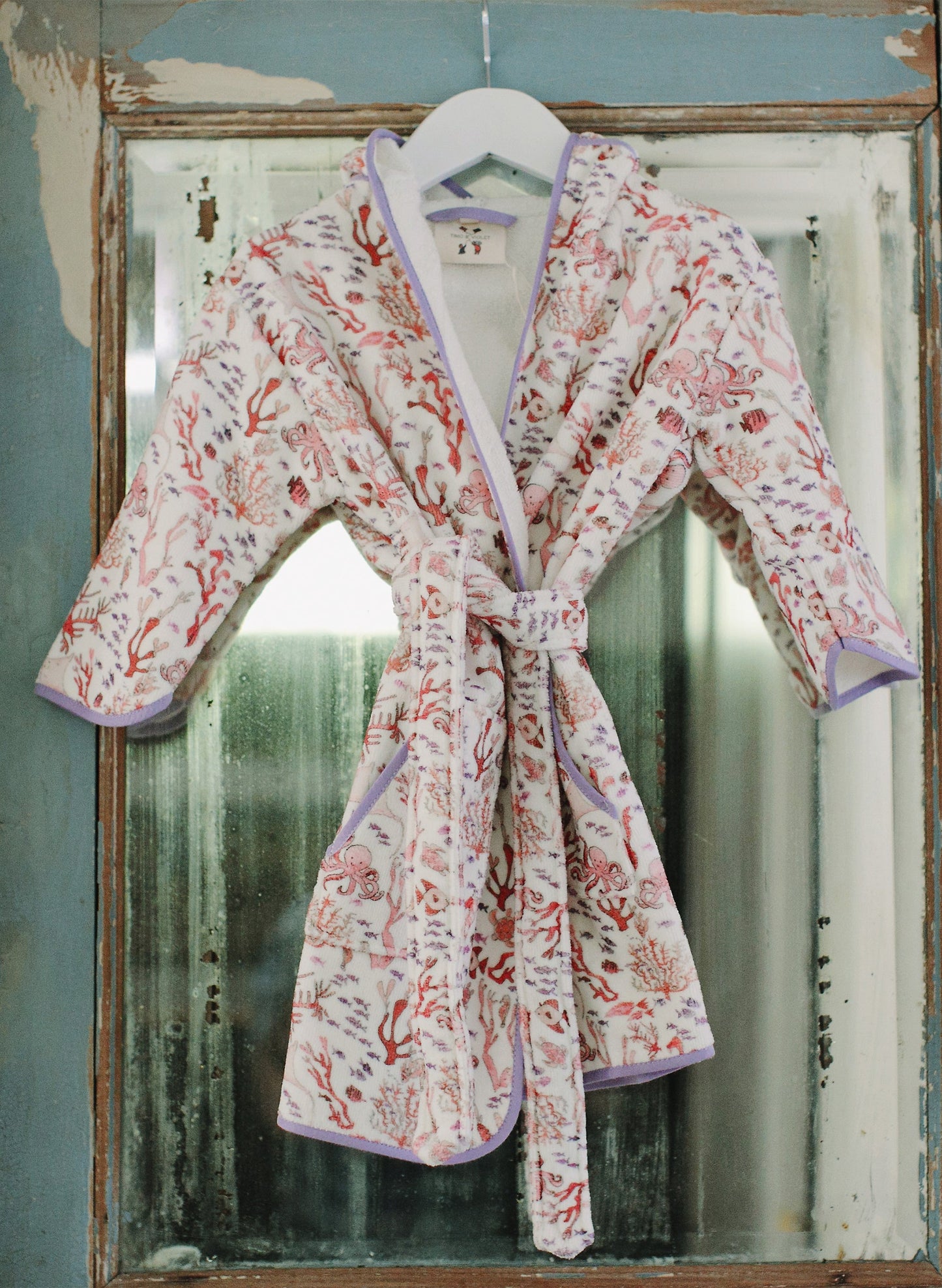 Greenwich Organic Children’s Bathrobe – Rosy Coral Reef