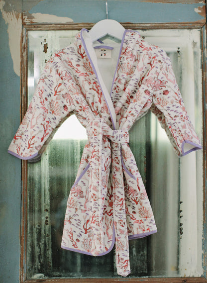 Greenwich Organic Children’s Bathrobe – Rosy Coral Reef