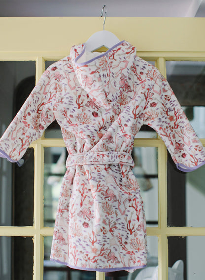 Greenwich Organic Children’s Bathrobe – Rosy Coral Reef