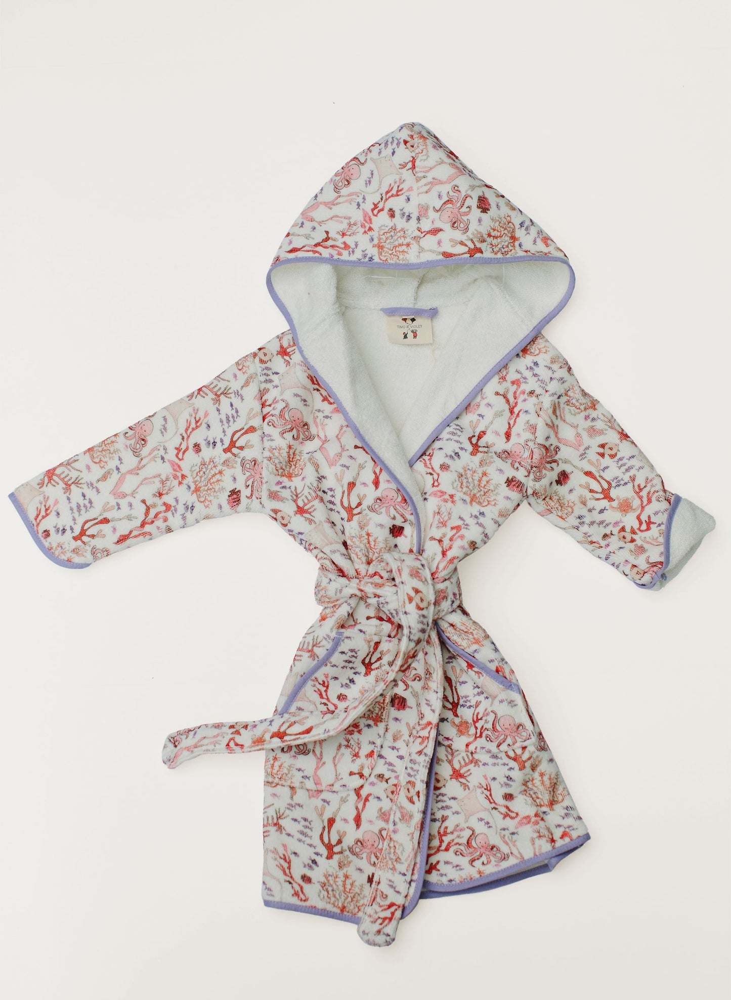 Greenwich Organic Children’s Bathrobe – Rosy Coral Reef