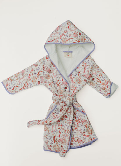 Greenwich Organic Children’s Bathrobe – Rosy Coral Reef