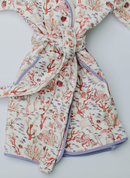 Greenwich Organic Children’s Bathrobe – Rosy Coral Reef