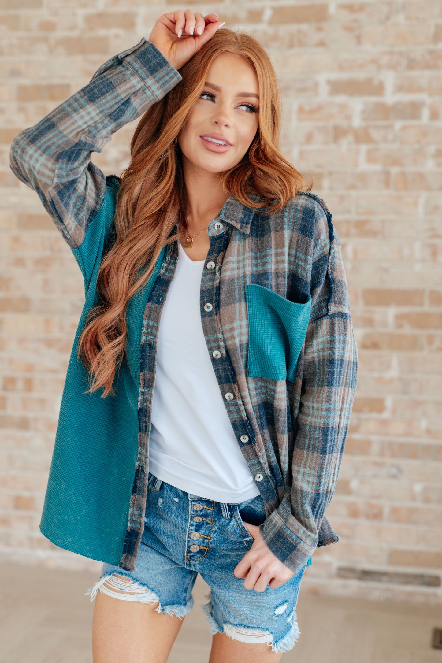 Tied for Time Thermal Plaid Button Up