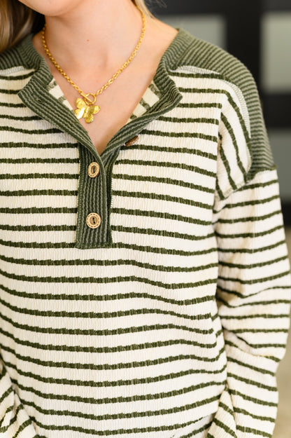 Timeless Lines Contrast Henley Top