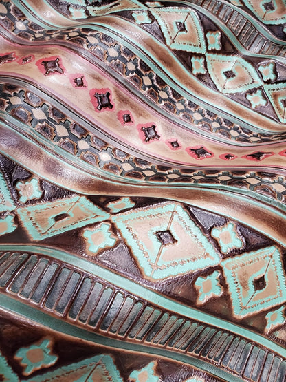 Turquoise Navajo Turq Slab Leather Band + Choice of Boho Hat 985q