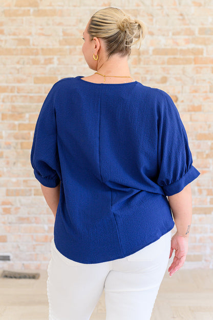 Up For Anything V-Neck Blouse in Navy