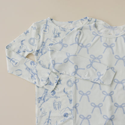 Blue Belle Ribbed Bamboo Zippy Pajamas