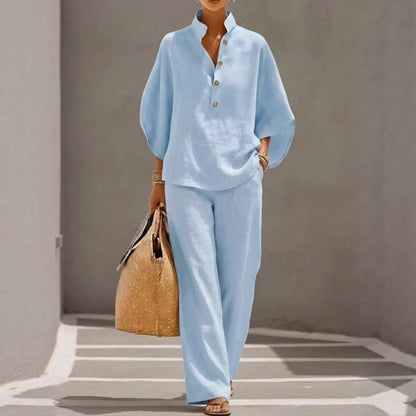 Women’s Casual Shirt and Full-Length Pants Set