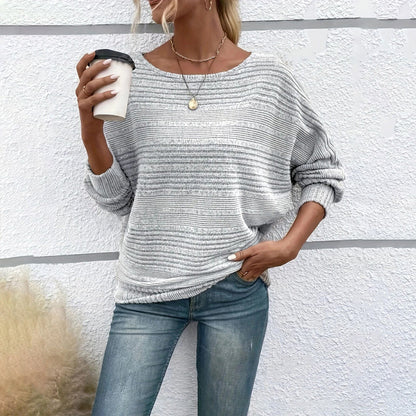 Women’s Textured Round-Neck Long-Sleeve Pullover