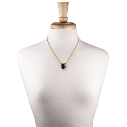 Adele - Black Onyx Equestrian Horse Bit Necklace in Gold