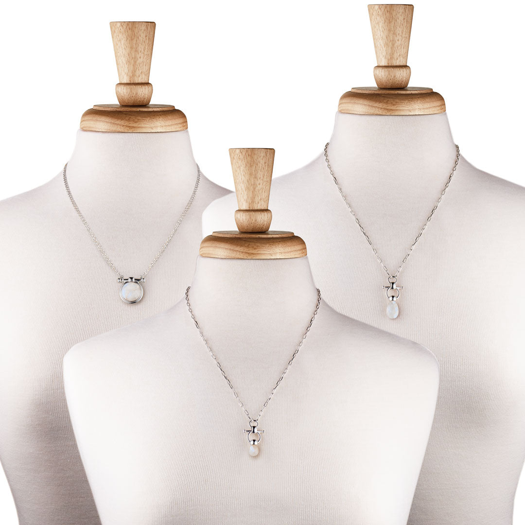 Adele - Moonstone Equestrian Horse Bit Necklace in Silver