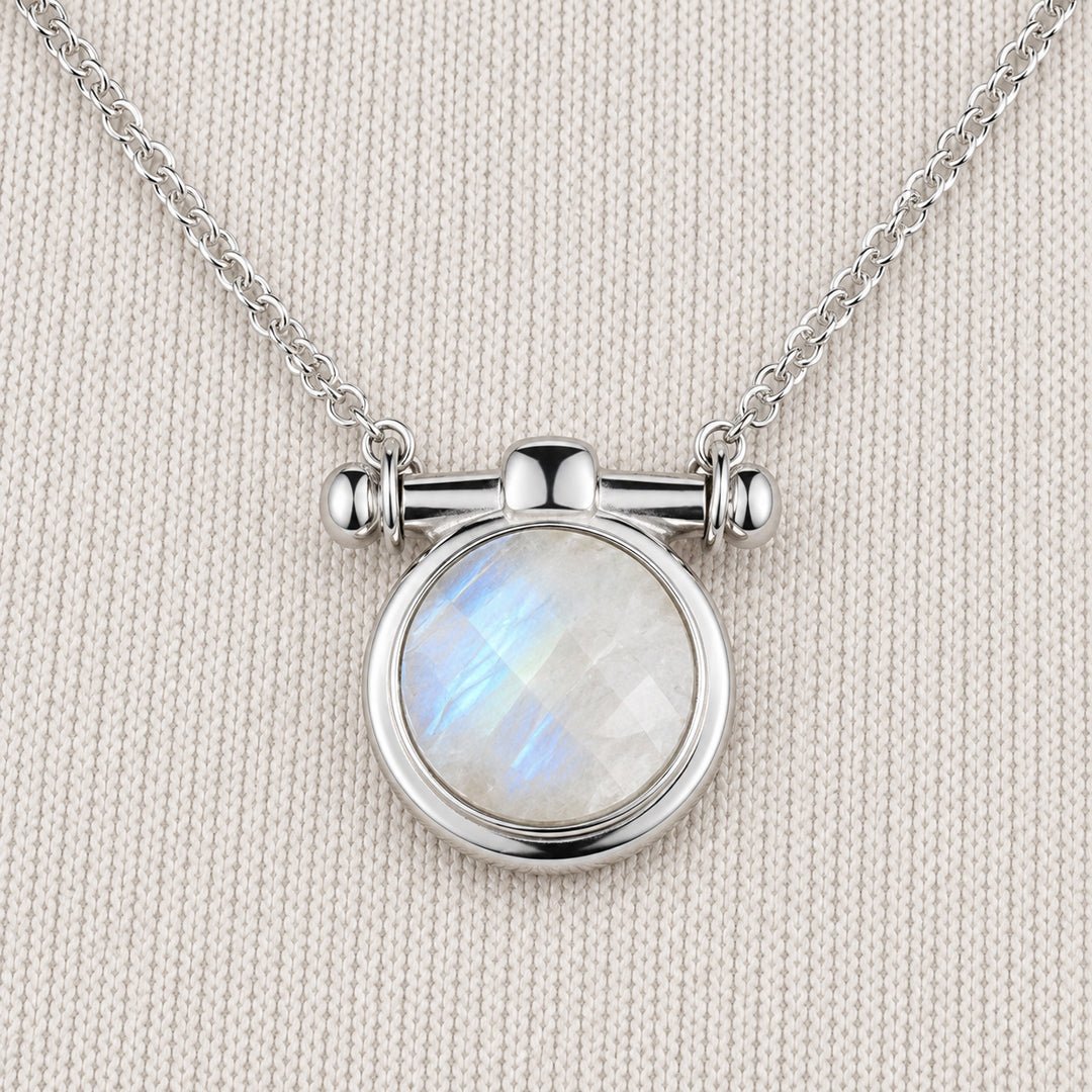 Adele - Moonstone Equestrian Horse Bit Necklace in Silver