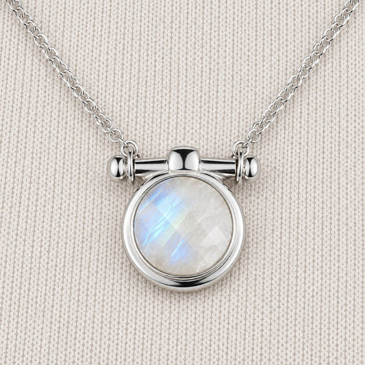 Adele - Moonstone Equestrian Horse Bit Necklace in Silver