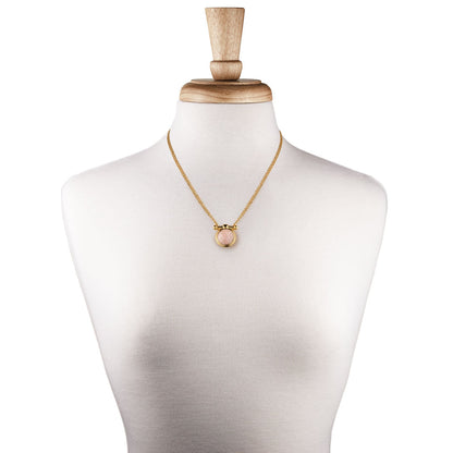 Adele - Rose Quartz Equestrian Horse Bit Necklace in Gold