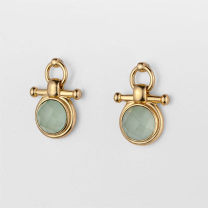 Adele - Aqua Chalcedony Equestrian Horse Bit Necklace in Gold