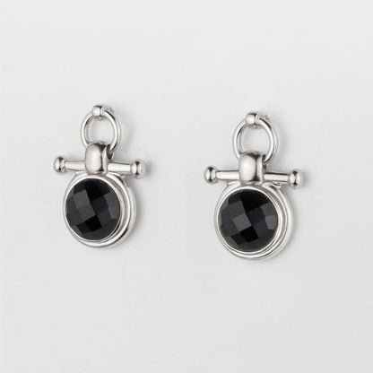 Adele - Black Onyx Equestrian Horse Bit Necklace in Silver