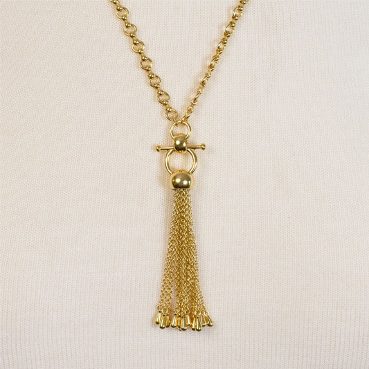 Aria - Chain Tassel Equestrian Horse Bit Necklace in Gold