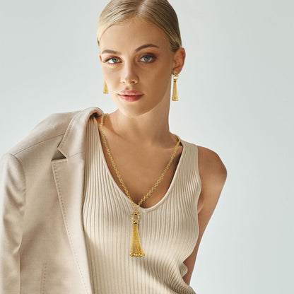Aria - Chain Tassel Equestrian Horse Bit Necklace in Gold