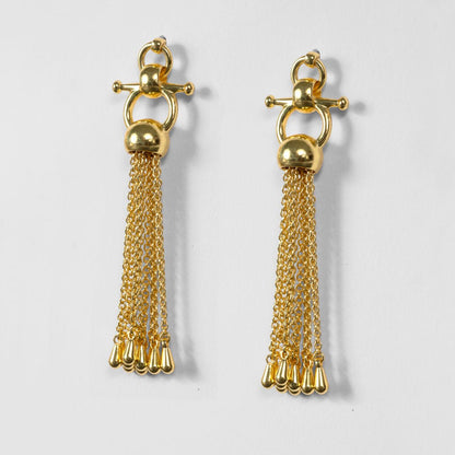 Aria - Chain Tassel Horse Bit Equestrian Earring in Gold