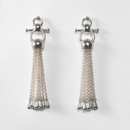 Aria - Chain Tassel Horse Bit Equestrian Earring in Silver