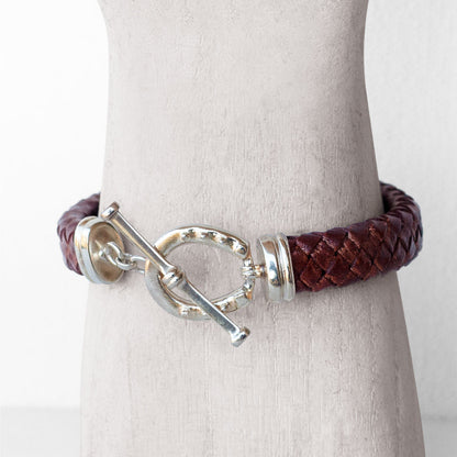 Aristo - Sterling Silver Brown Leather Horseshoe Bracelet