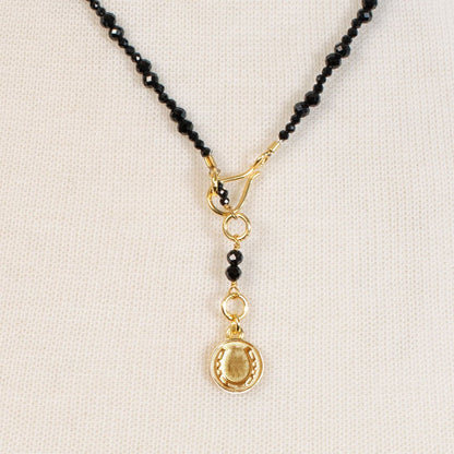 Aurora - Black Onyx & Gold Horseshoe Coin Strand Necklace