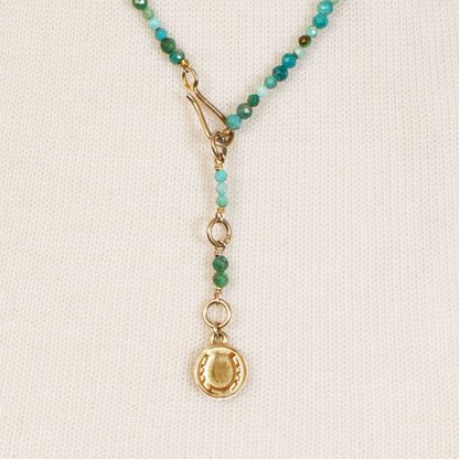 Aurora - Turquoise & Gold Horseshoe Coin Strand Necklace