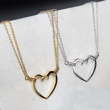 Ava - Equestrian Horseshoe Nail Heart Necklace in Silver