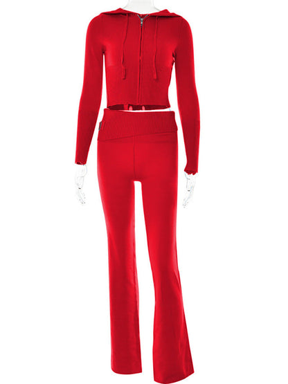 Long Sleeve Sweater And High Waist Long Pants Set