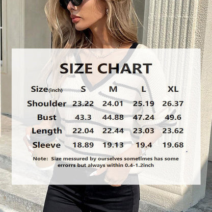 Women’s Striped V-Neck Sweater with Back Bow