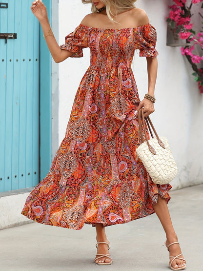 Women’s Paisley One‑Shoulder Maxi Dress