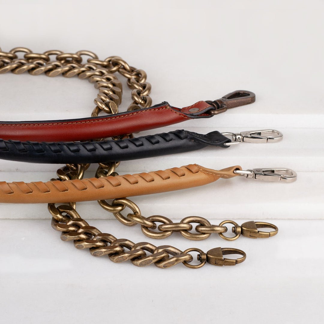 Baseball Stitch Short Strap - Nickel with Black Leather
